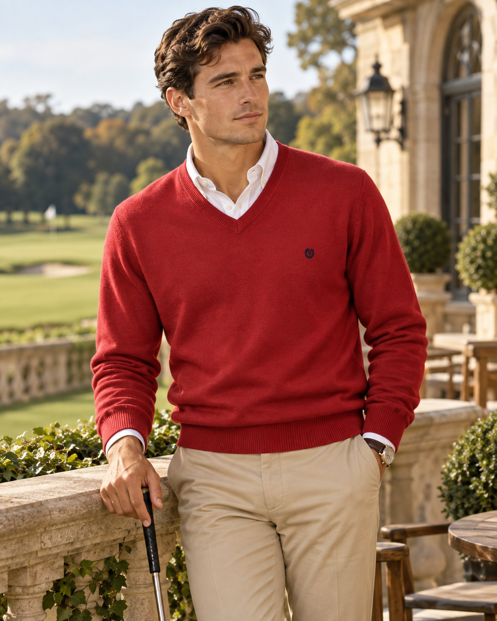 Chaps Cashmere Red V-Neck Sweater Men’s XXL Old Money Grandpa Core Luxury Knit